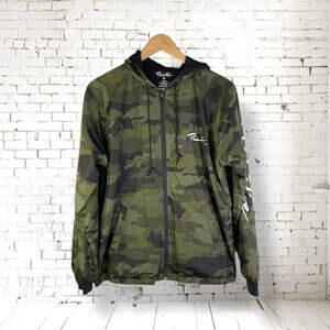 Primitive Men's Script Camo Hooded Full Zip Windbreaker Jacket Green Size Small